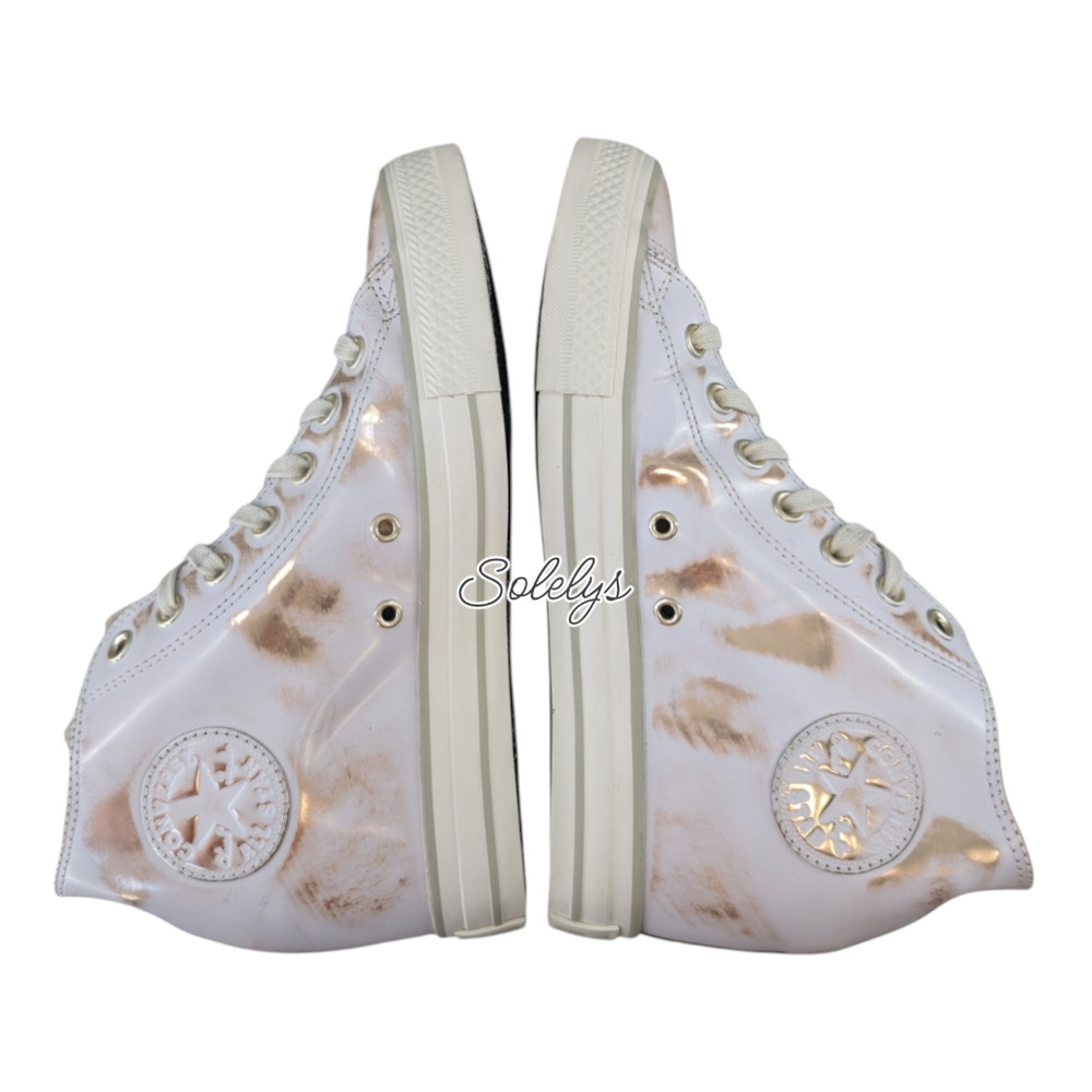 Converse 2016 Rare Lux Mid Hidden Wedge Brush Off Leather White Gold Sneaker 10 - Picture 9 of 10